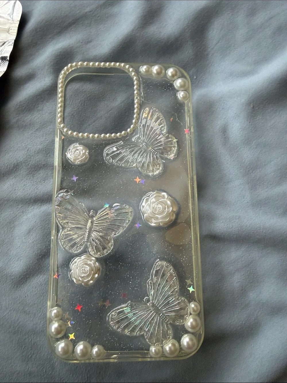 Clear Butterfly Pearl iPhone Case - Women Accessories phone 16promax